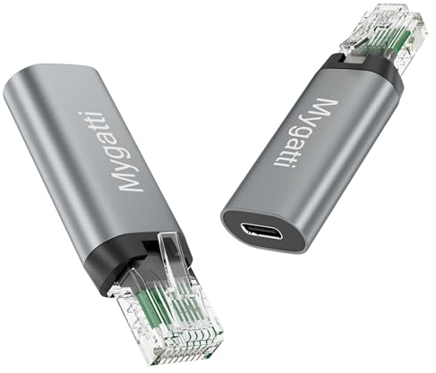 Mygatti Adaptateurs USB C Femelle vers Ethernet mâle (Lot de 2)-Gray, Adaptateur réseau USB C vers RJ45 Gigabit Network,convertisseur Portable, Realize réseau Via câble USB C ou USB A-C