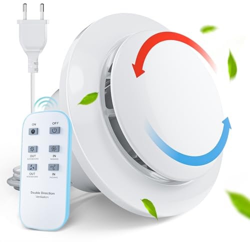 MOCINE Aspiratore da bagno da 150 mm, aspiratore con memoria intelligente con telecomando, ventilazione a due vie, volume d'aria a due velocità, adatto per installazione a soffitto-A2