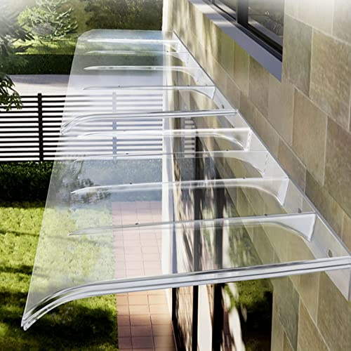 Akuops Transparent Front Door Canopy Outdoor Awning,Door Canopy Awning Shelter,Window Rain Cover,Garden Patio Porch Awning,Polycarbonate Cover for Garages,Balconies,Restaurants (50x240cm/20 x94)