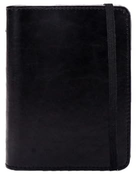 AxeWoodz A8-Ringbuch aus PU-Leder mit 5 Ringen, 80 Blatt, nachfüllbares Notizbuch mit Bandage, Planer, Notizbuch, lose Blätter, 10,5 x 13 cm, Schwarz