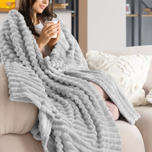 Dreamzie Kuscheldecke Flauschig, Fleecedecke 150x200 cm, Flanell Sofadecke, Weiche Warme Decken Für Bett und Couch, Grau Blanket