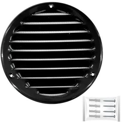 H&C VENT Rejilla Ventilación Ø 125mm Metálica │Para Extractor de Baño Cocina Exterior Interior │ Rejilla Aire Acondicionado Conductos Pared Techo Tubo HVAC │ Cubierta de Acero Redonda con Mosquitera