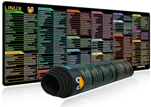 excovip Mauspad mit Shortcuts,Linux Commands Line Mauspad, Befehlszeilen Erweitertes großes Spickblatt-Mauspad, Verknüpfungen zu Programmer, Tastenkombinationen Tastenkürzel 80 * 30cm