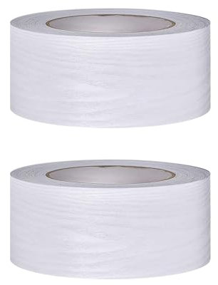 BBTISG 2 Rolls Wood Grain Wallpaper Border, 5cm x 10m Self Adhesive PVC Sticker Peel and Stick Bathroom Mirror Frame Border Sticker Home Ceiling Decorative Border (White)