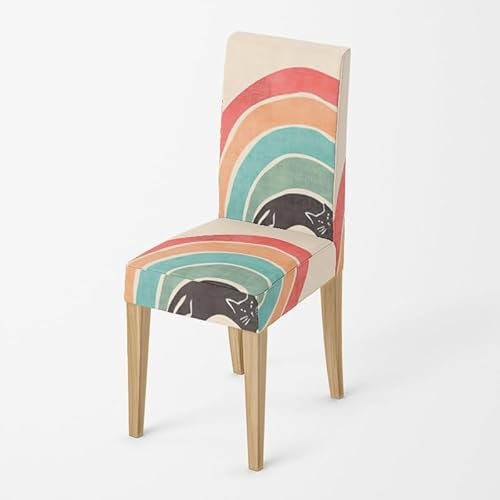 Stuhlhussen Regenbogen Rosa Orange Stuhlbezug Stretch Removable Stuhlhussen 6er Set Universal Stuhlhussen Schwingstühle Chair Covers für Hotel Hochzeit Bankett Küche Restaurant Party