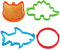 Kamehame Stampo in silicone per pancake, 4 pezzi, ad anello, antiaderente, per pancake, pancake, squalo, rotondo, gatto, dinosauro