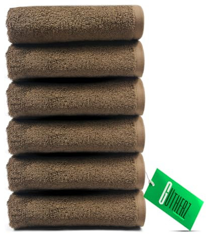 Gutherz | Handtuch Set | Badetuch Set 600g/m2 Luxusklasse | 100% Baumwolle - Weich und Saugstark (Braun, 6 x Handtuch)