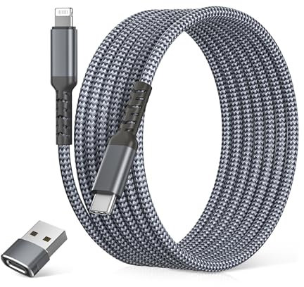 Elebase Pour iPhone 14,13 Câble Avec Adaptateur USB A,3M Longue Câble USB C Vers Lightning,Cordon De Charge Rapide Pour Apple 12 11 Mini Pro Max Plus,XS XR X 8 7 6 SE,iPad 8Ème Et 9Ème Génération