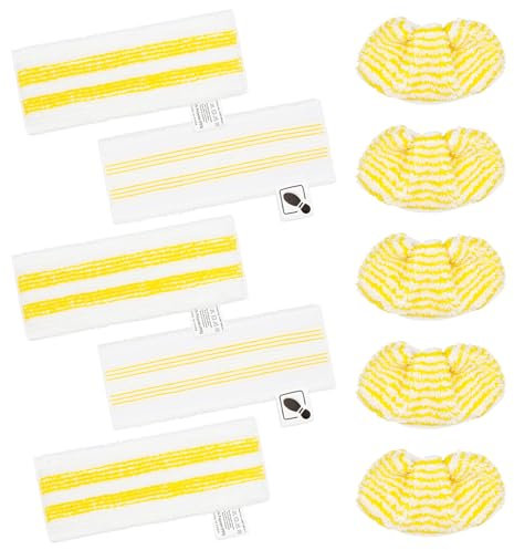 DLAIMI Lot de 10 Chiffons de Rechange en Microfibre Compatible avec Karcher Easyfix SC 1, SC 2, SC 3, SC 4, SC 5 Nettoyeurs Vapeur, 5 buses de sol et 5 buses manuelles en microfibre pour Kärcher