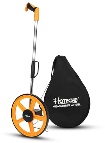 Hoteche Roue de mesure mécanique | Compteur 0-9999 m | Pneus de 32 cm | Tube chromé + poignée ABS/TPR
