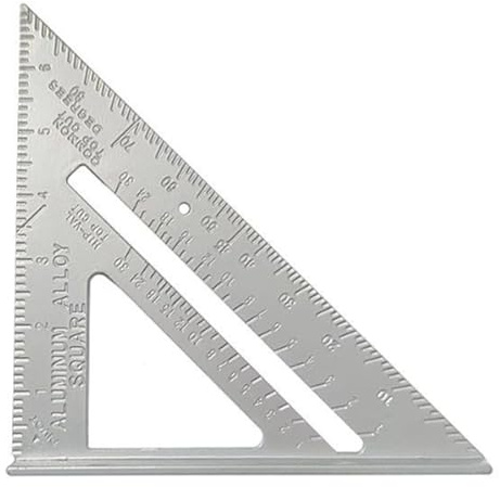 7 Inch Aluminum Rafter Square - Double-Sided Engraved Scales, Precision Carpentry Tool for Woodworking, Roof Pitch & Angle Marking