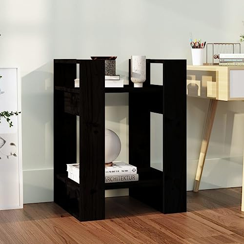 Fangmaliuyun Bücherregal Kiefer Massivholz 41x35x57 cm Schwarz Modernes Design ohne Rückwand als Raumteiler für Flur Wohn- & Schlafbereich