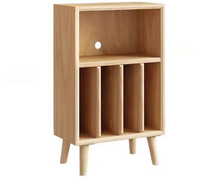 Plattenspieler Regal, Record Player Stand, Audio Rack HiFi Regal, Plattenspielerhalter mit Ausstellungsregal for Schlafzimmer und Wohnzimmer(Wood Color)