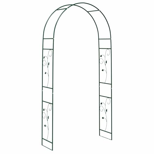 Arco da giardino floreale, verde, 115 x 37 x 231 cm, in metallo, traliccio per rose e piante rampicanti, pergola, pergola, per giardino, balcone, terrazza, ingresso decorativo con motivi floreali