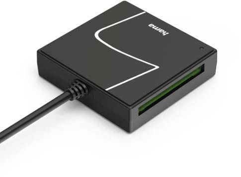 Hama USB-Kartenleser, USB-A mit USB-C-Adapter, USB 3.2 Gen 1, Multi-Card-Reader für SD, microSD, CF & Memory Stick, bis 5 Gbit/s, SD/Micro SD/CF/MS, Schwarz
