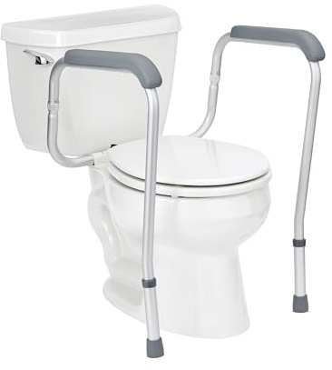 Medline Toilet Safety Rail For Seniors with Easy Installation, Height Adjustable Toilet Safety Frame, Bathroom Assist Rail with Armrests, Bathroom Safety, 250 lb. Weight Capacity