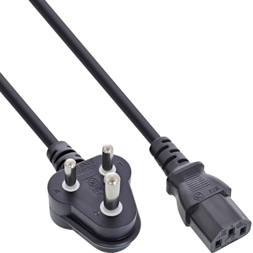 InLine 16652R Netzkabel, Netzstecker Südafrika 5A Typ D auf Kaltgerätestecker C13, 1,8m