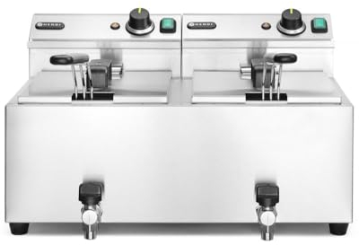 HENDI 209301 Friggitrice Mastercook con Rubinetti di Scarico, 2 x 8 L
