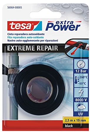 Tesa 56064-00005-00 Cinta De Reparación Autosoldante Extreme Repair, Negro