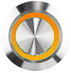 HUBER Botón de timbre LED, acero inoxidable - Interruptor de timbre, timbre, color de luz naranja, IP65, redondo