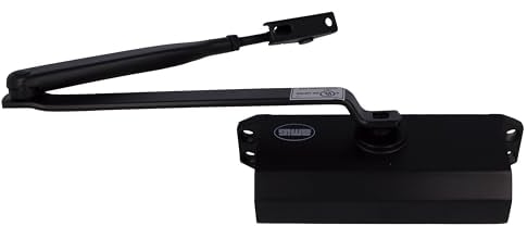 Amig - Ferme-porte pour fermeture automatique de porte de poids max 40 kg et largeur max 85 cm | Finition en aluminium noir mat | Empêche les accidents dus aux supports ou courants d'air | Vis