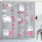 ABAKUHAUS Katze Duschvorhang, Mermaid Cat, Stoffliches Gewebe Badezimmerdekorationsset mit Haken, 175 x 180 cm, Grau Pale Pink Weiß