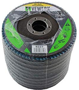 VEWERK Flap Discs 40 Grit Zirconium 115 X 22.2 Pack of 10 8227