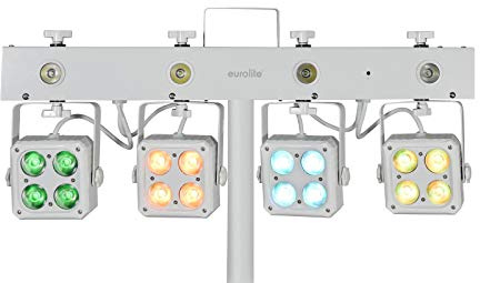 Eurolite KLS-180 - Set di luci a LED compatte, 4 faretti RGBW e 4 LED stroboscopici, colore: bianco