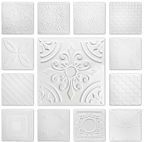 Hexim Styropor Deckenplatten - große Auswahl 50x50cm XPS Wand- und Deckenverkleidung 2 qm Platten Dekor formfest NR.34