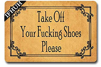 IFHUH Take Off Your Shoes Please Doormat Funny Welcome Mat Front Door Mat Rubber Non Slip Backing Funny Doormat Indoor Outdoor Rug 23.6 in(W) X 15.7 in(L)
