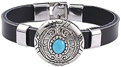 Armband Lederarmband mit türkisem Stein auf rundem Concho Biker Western Country Indian