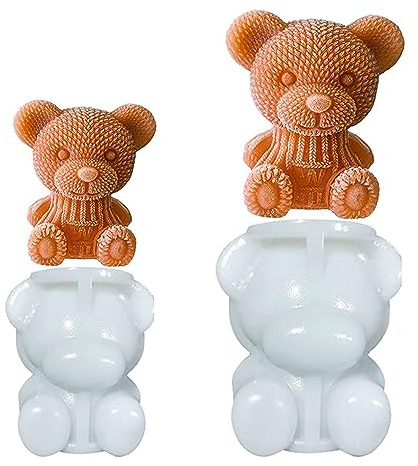 2 Stück Eiswürfelform Teddybär, 3D-Teddybär-Form, 3D-Teddybär-Eiswürfel, Kleine Bären Kuchen Silikonform, Eiswürfelform aus Silikon, Silikonformen Bärenform für Kaffee,Milch,Party, schönen Eiskaffee
