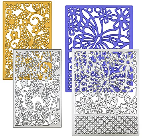 FineGood Stanzschablonen-Set für Kartenherstellung, Schmetterling, Blume, Stanzformen, Schablonen, DIY, Einladung, Kartenherstellung, Zubehör für Sammelalbum, Album, 2 Stück