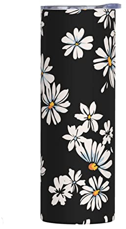 Makachen Floral Daisy Stainless Steel Vacuum Insulated Coffee Tumbler Cup Travel Mug 20 OZ For Home, Office, Sport, Party, Gifts