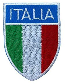 Applicazione Ricamo Scudetto Termoadesivo Patch Bandiera Italia 6x5 Cm