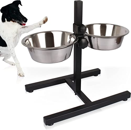 Futterbar Hunde höhenverstellbar Napfständer mit Napf aus Edelstahl 2X 1,8L Futternapf Fressnapf