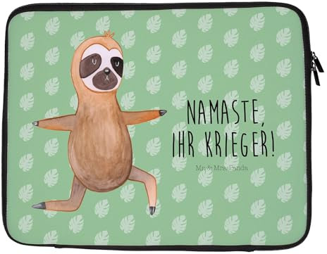 Mr. & Mrs. Panda 27 x 36 cm Notebook Tasche Faultier Yoga - Geschenk, Atmung, Laptop, Faultier Deko, Notebook-Reisehülle, Meditation, Faultier