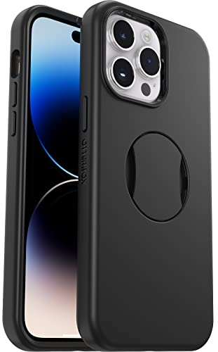 OtterBox iPhone 14 Pro Max OtterGrip Symmetry Series Case - BLACK, built-in grip, sleek case, snaps to MagSafe, raised edges protect camera & screen