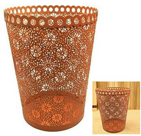 ARA CHOICE Colorful Paper Waste Bin Rubbish Basket Bedroom Office Home Metal Mesh Dustbin Disposal Easy to Use with Attractive Colorful Looks (Orange)