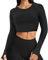 Navnnet Sport Oberteile Damen Langarm Sportshirt Sport Top Fitness Longsleeve Eng Gym Tops Yoga Shirt Outfit Rundhals Schatten Klassisch Laufshirt Schwarz M