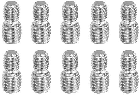 PATIKIL M8x1.25 a M10x1.5 Doble Extremo Roscado Perno Tornillo Perno, 10 Paquete 304 Inoxidable Acero Varilla Pernos Rosca Reductor Adaptador para Muebles Herraje, 20mm Largo