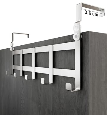 Menz Perchero puerta percha entrada de acero inoxidable para colgar, percheros puerta que ahorran espacio - robusto colgador entrada universal Türhakenleiste Edelstahl_36mm