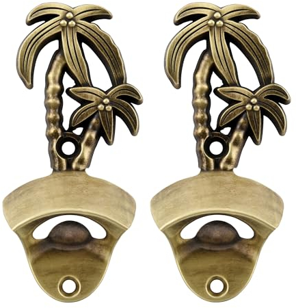 Jumiok Old Fashioned Palm Tree Bottle Cap Opener Wall Mounted Beer Opener Mountable for Beach Theme Decor (Antique Bronze)