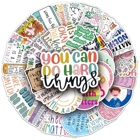 Mental Health Stickers for Laptop (50 PCS),Gift for Children Teens Adults Girl Boys,Waterproof Stickers for Water Bottle,Mental Health Vinyl Stickers for Scrapbook,Skateboard,Bike,Phone,Dairy
