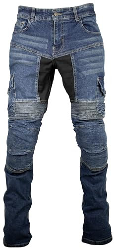 Motorrad Jeans mit Protektoren Cargo Biker Jeans (DE/NL/SE/PL, Bundweite & Schrittlänge, 36, 32)
