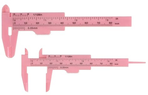 QUARKZMAN 10Stk Mini-Plastik-Messschieber 80mm 3 Messschieber Lineal Rosa | Schieblehre Tragbares Messwerkzeug (Metrisch/Zoll)