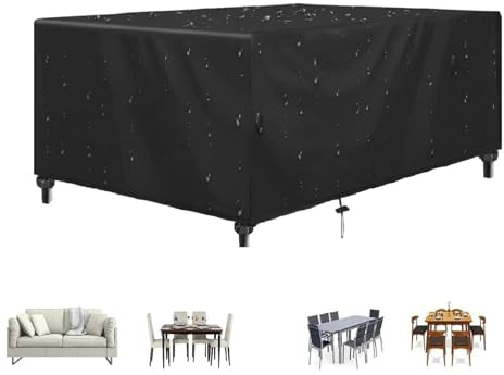 Abdeckung Gartenmöbel Winterfest 300x220x100cm Abdeckung Für Gartenmöbel Gartenmöbel Abdeckung Wasserdicht Black Schwerlast 600d Rechteckige Schutzhülle Terrassenmöbel Abdeckung Gartentisch
