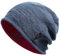 Lvaiz Wintermütze für Herren, mit Fleece gefüttert, Strickmütze, wendbar, Winddicht, warm, Totenkopfmütze für Damen, Blau, Grau und Windrot, Einheitsgre