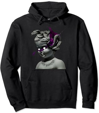 Angelo Statua Pop Art Drip Harder Viola Felpa con Cappuccio