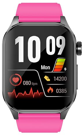 Knauermann PRO 3 (2024) Schwarz - Gesundheitsuhr Smartwatch mit Telefoniefunktion - EKG + HRV und SOS Funktion - AMOLED Display- BT Bluetooth - Schlafapnoe - Silikonband Rose, 14-24